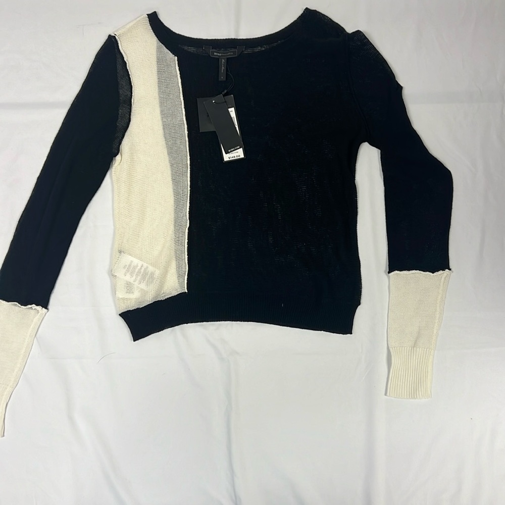 BCBG MaxAzaria Black and Cream Top, Size Small NWT